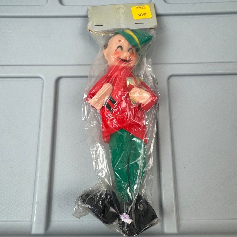 VTG Unbranded Made in Japan Christmas Elf Ornament OS Red Green Felt Pixie 7"